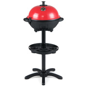Electric BBQ Grill 1200W Indoor Outdoor Grill with 2-Zone Non-Stick Grilling Plate-Red-Outdoor Grills-DECOROLALA