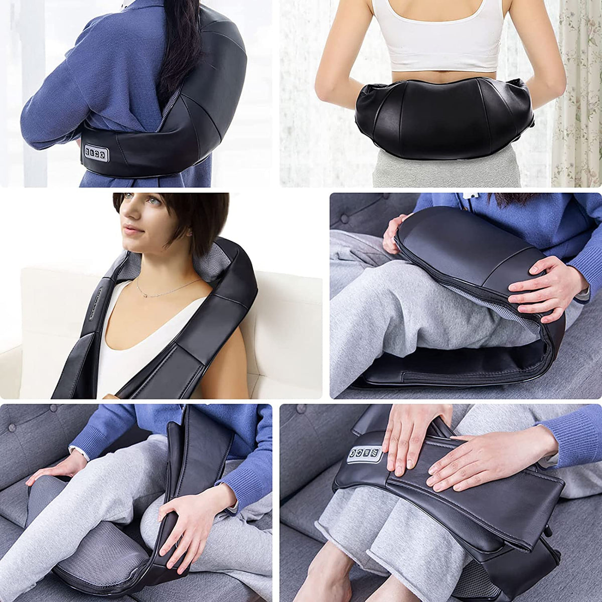 Electric Back and Neck Kneading Shoulder Massager with Heat Straps-Back Massager-DECOROLALA