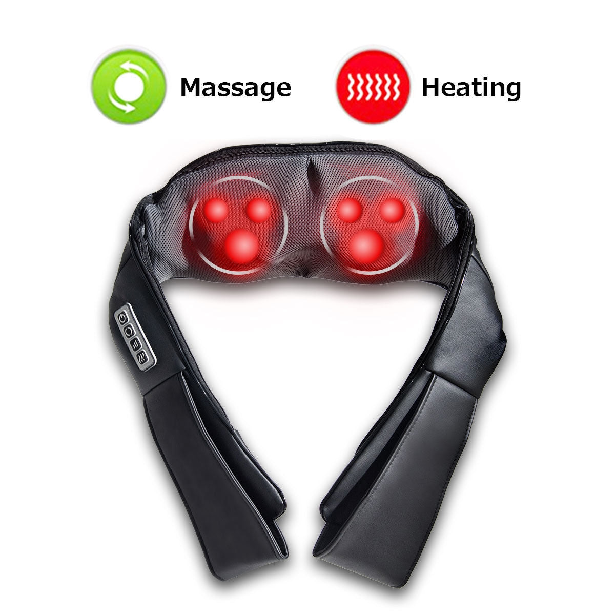 Electric Back and Neck Kneading Shoulder Massager with Heat Straps-Back Massager-DECOROLALA
