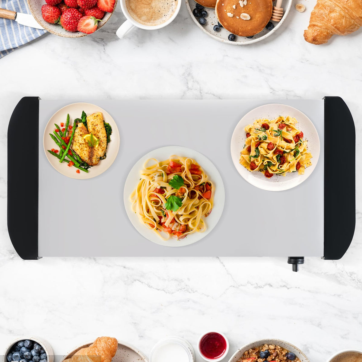 Electric Buffet Server Food Warmer with 3 Removable Trays-Food Warmers & Burners-DECOROLALA