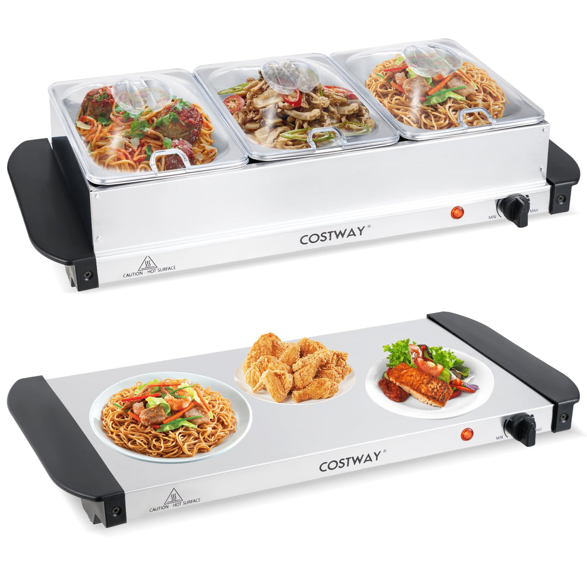Electric Buffet Server Food Warmer with 3 Removable Trays-Food Warmers & Burners-DECOROLALA