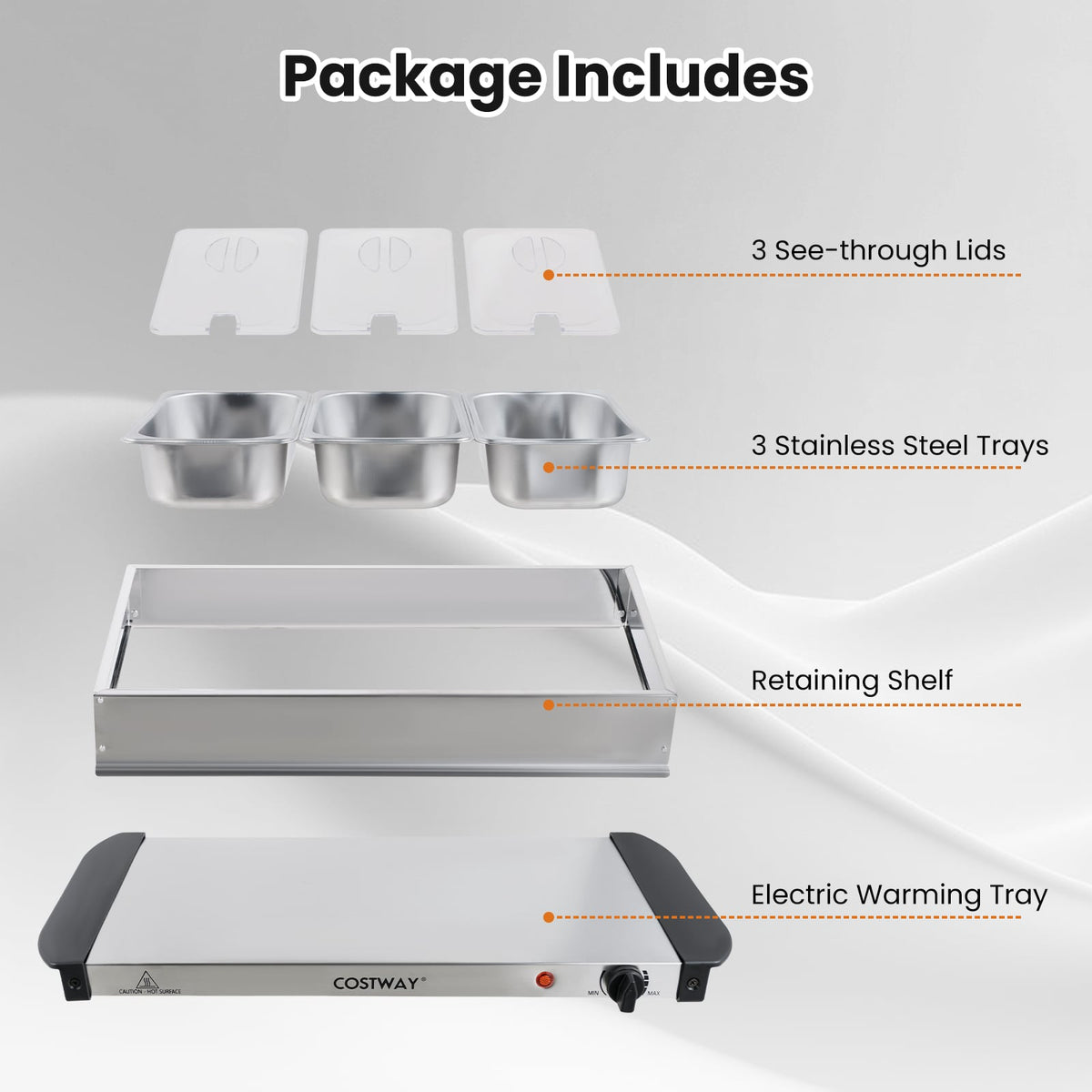 Electric Buffet Server Food Warmer with 3 Removable Trays-Food Warmers & Burners-DECOROLALA