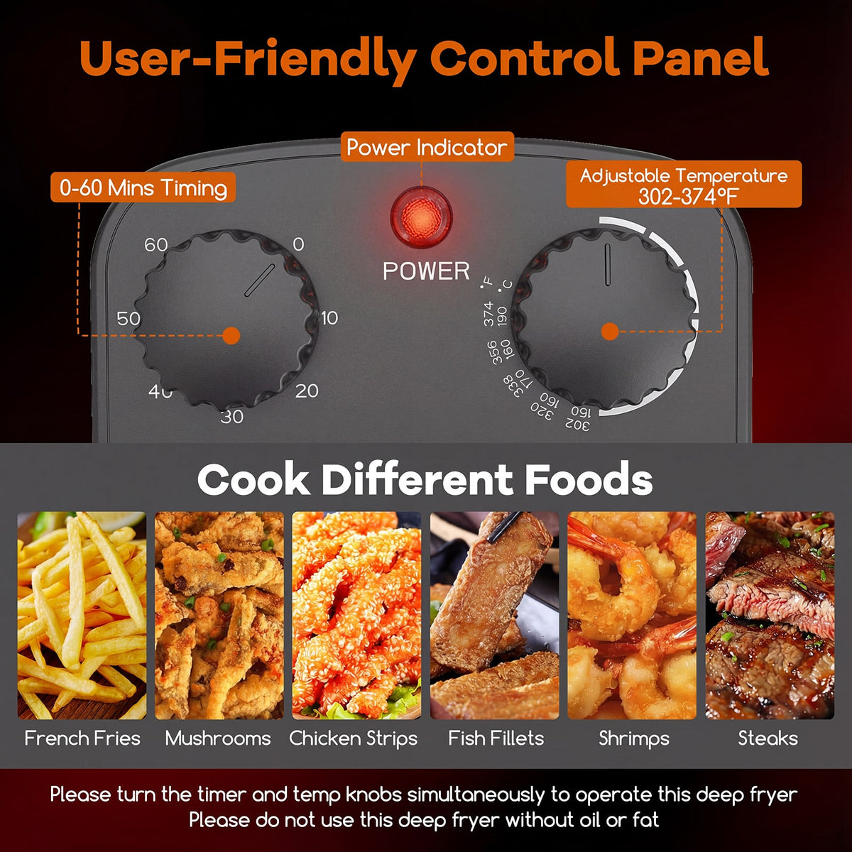 Electric Deep Fryer 5.3QT/21-Cup Stainless Steel 1700W with Triple Basket-Black-Air Fryers-DECOROLALA