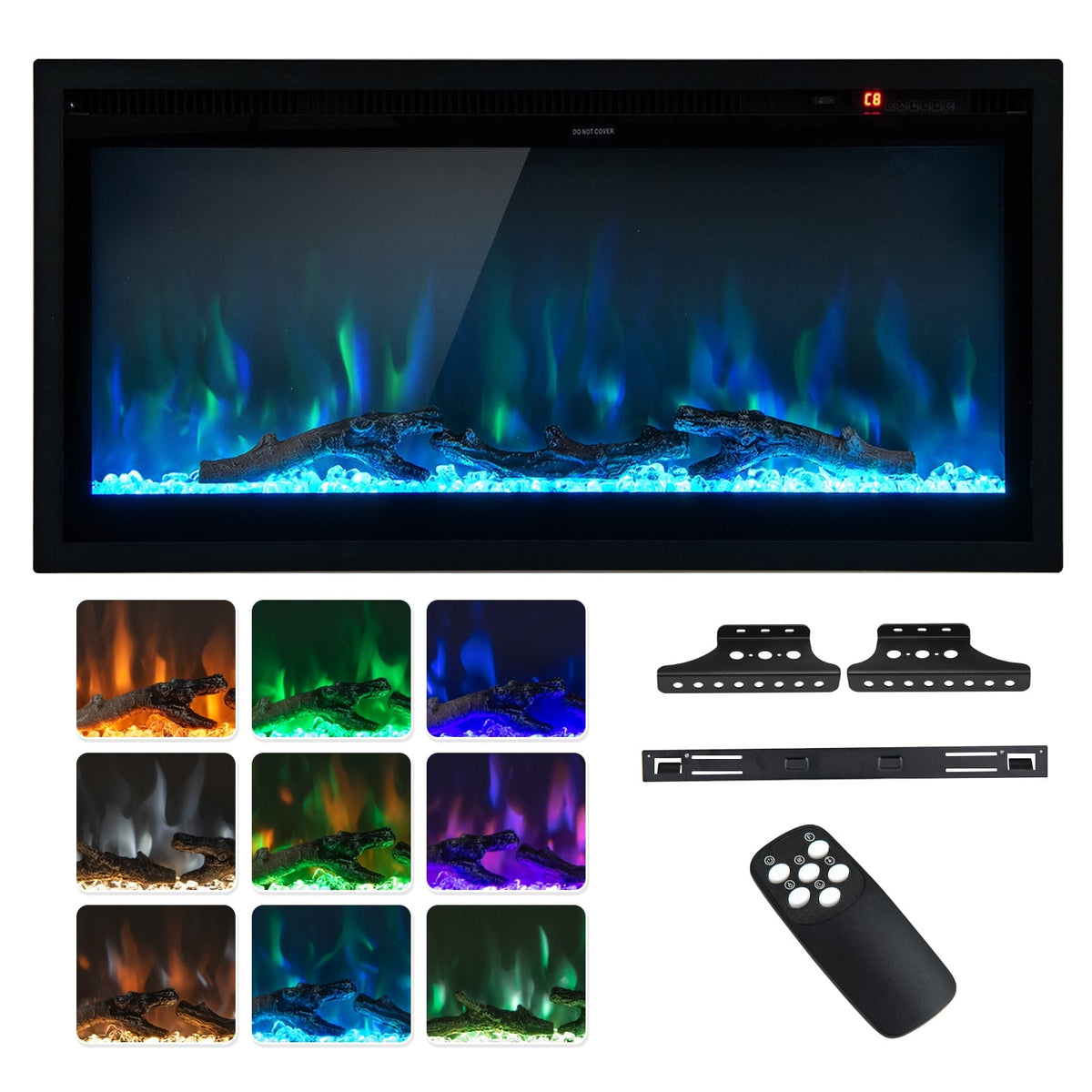 Electric Fireplace 36" - In-Wall Recessed with Remote Control-Fireplaces-DECOROLALA