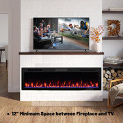 Electric Fireplace 40/50/60 Inches Recessed and Wall Mounted for 2' x 6' Stud-60 inches-Fireplaces-DECOROLALA
