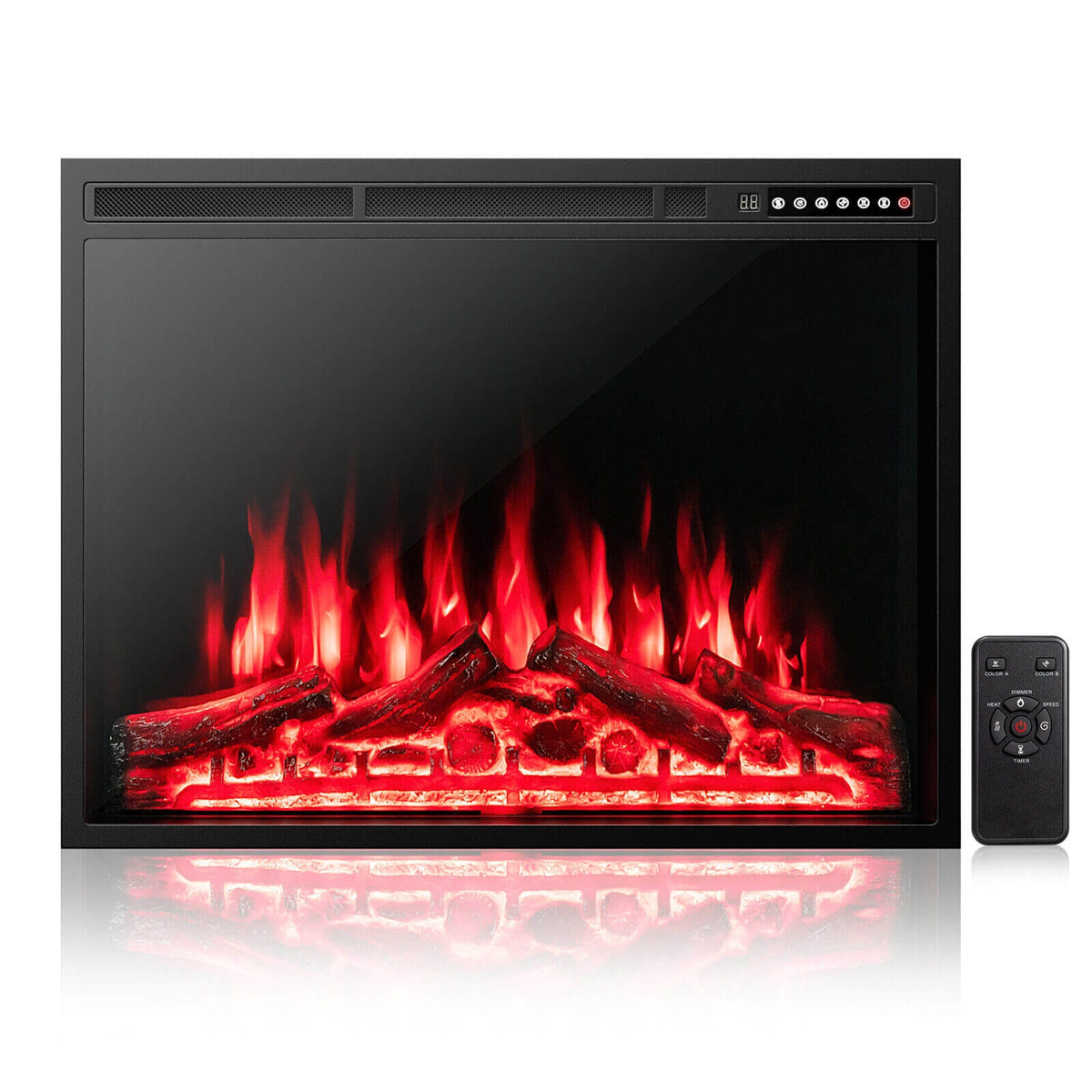 34/37 Inch Electric Fireplace Recessed with Adjustable Flames-Fireplaces-DECOROLALA