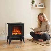 Electric Fireplace Heater - 1500W Freestanding Stove Black-Electric Fireplaces-DECOROLALA