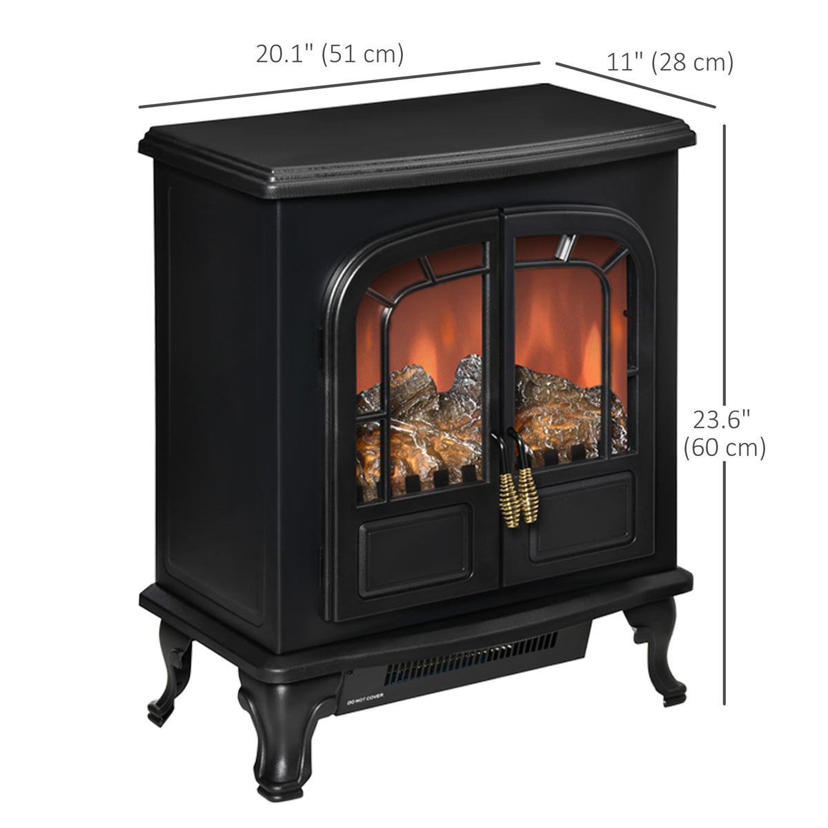 Electric Fireplace Heater - 1500W Freestanding Stove Black-Electric Fireplaces-DECOROLALA