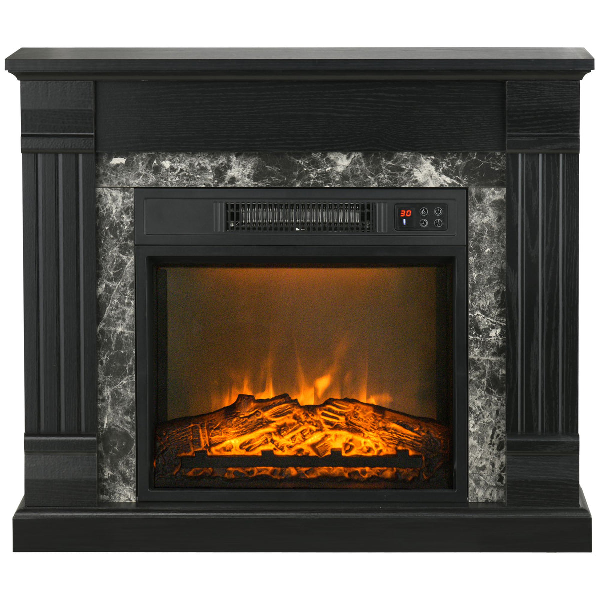 Electric Fireplace Mantel - Black Freestanding Heater 31.5"-Electric Fireplaces-DECOROLALA