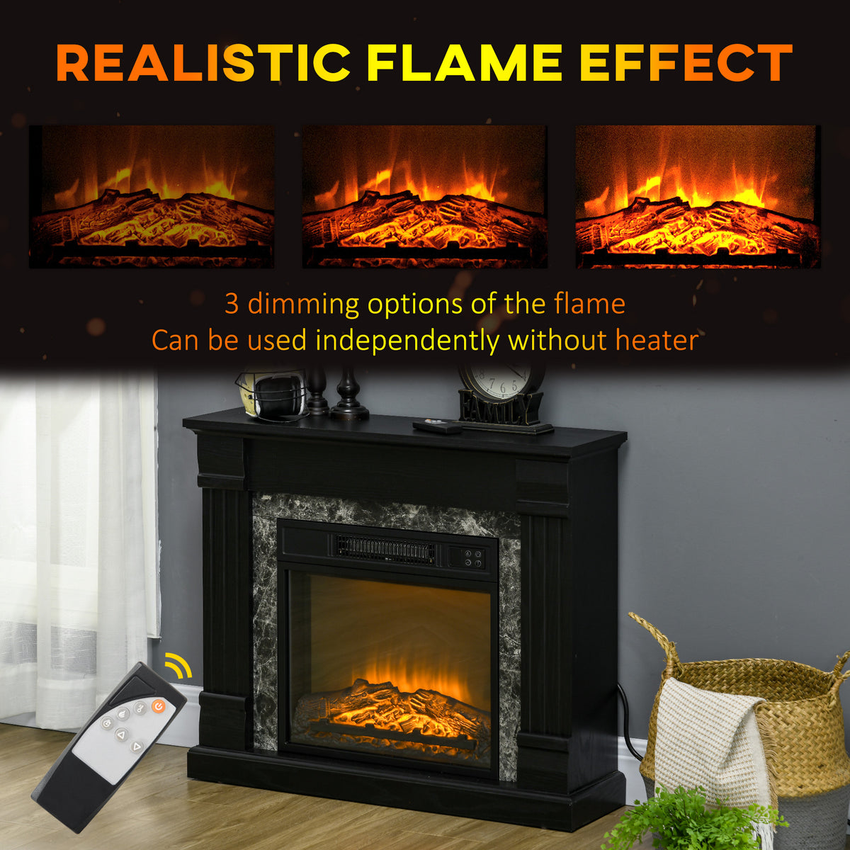 Electric Fireplace Mantel - Black Freestanding Heater 31.5"-Electric Fireplaces-DECOROLALA