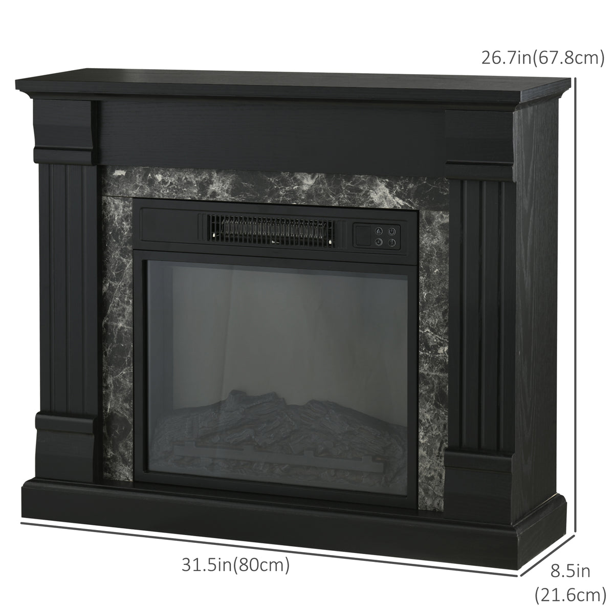 Electric Fireplace Mantel - Black Freestanding Heater 31.5"-Electric Fireplaces-DECOROLALA