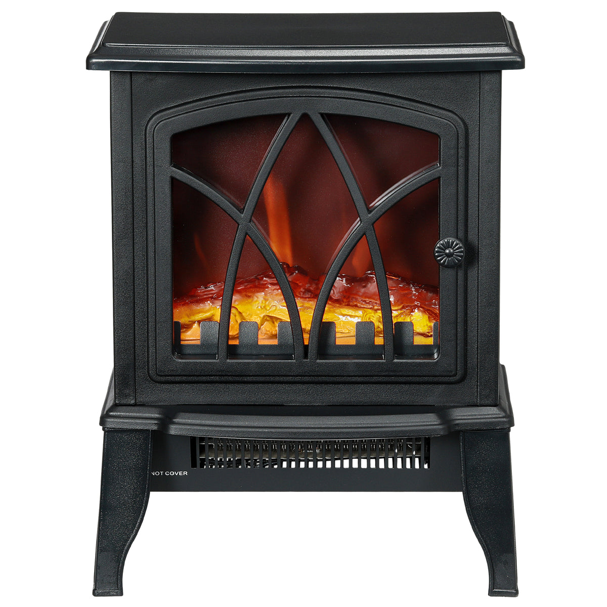 Electric Fireplace Stove - Freestanding 1500W Heater Black-Electric Fireplaces-DECOROLALA