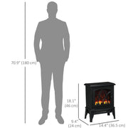 Electric Fireplace Stove - Freestanding 1500W Heater Black-Electric Fireplaces-DECOROLALA