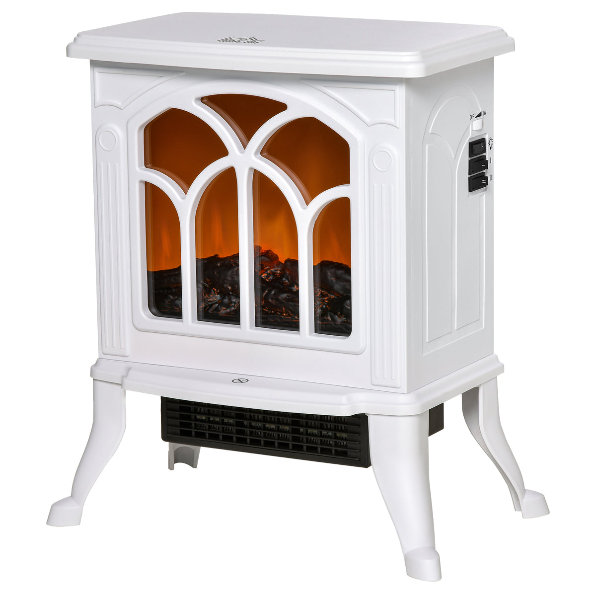 Electric Fireplace Stove - White 1500W Freestanding Heater-Electric Fireplaces-DECOROLALA