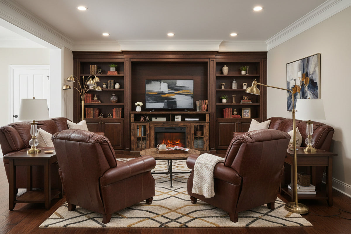 Electric Fireplace TV Stand for TVs Up to 65 Inch - Brown 58"-Entertainment Centers & TV Stands-DECOROLALA