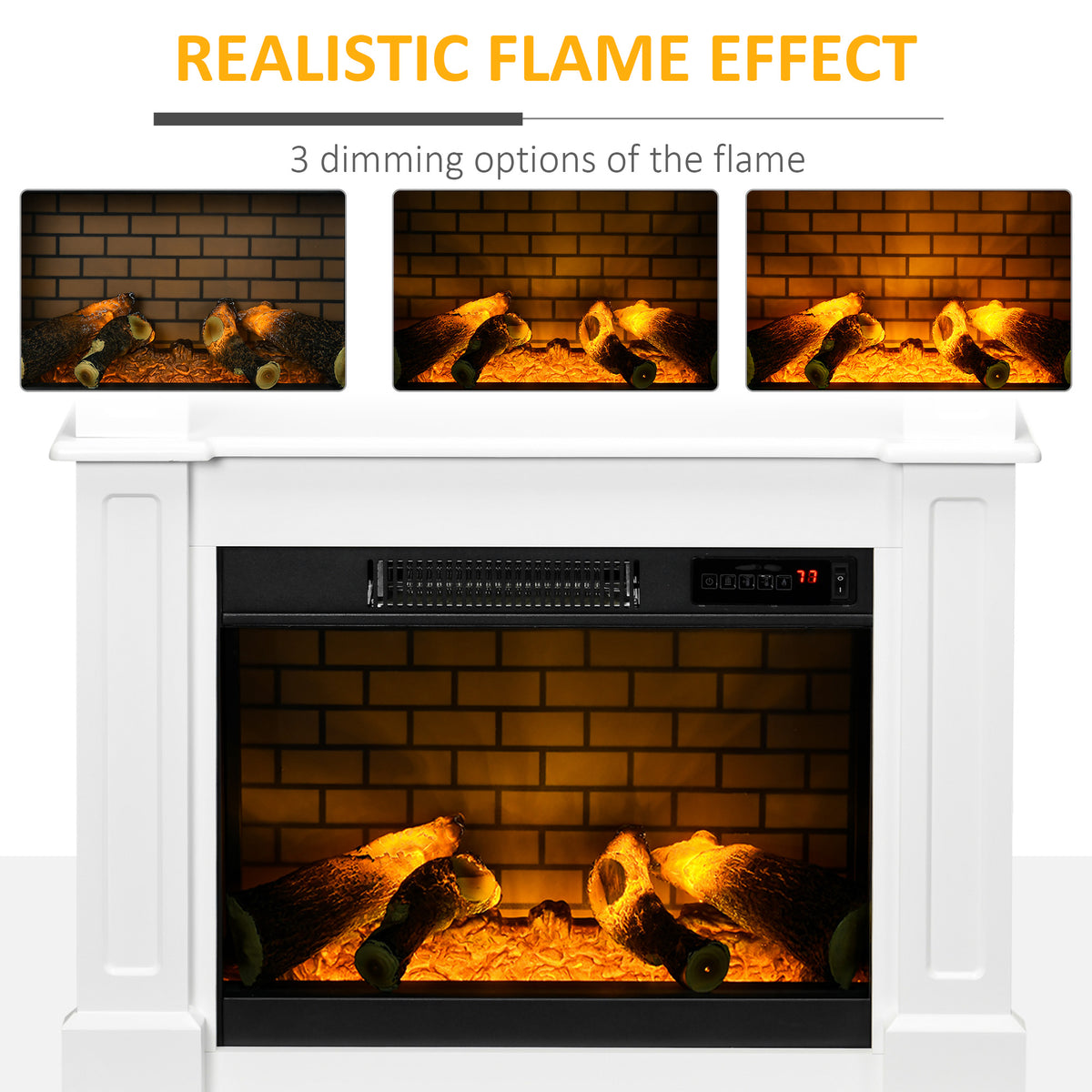Electric Fireplace with Mantel - White 1400W 32" Freestanding-Electric Fireplaces-DECOROLALA