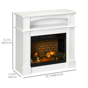 Electric Fireplace with Mantel - White 1400W 32" Freestanding-Electric Fireplaces-DECOROLALA