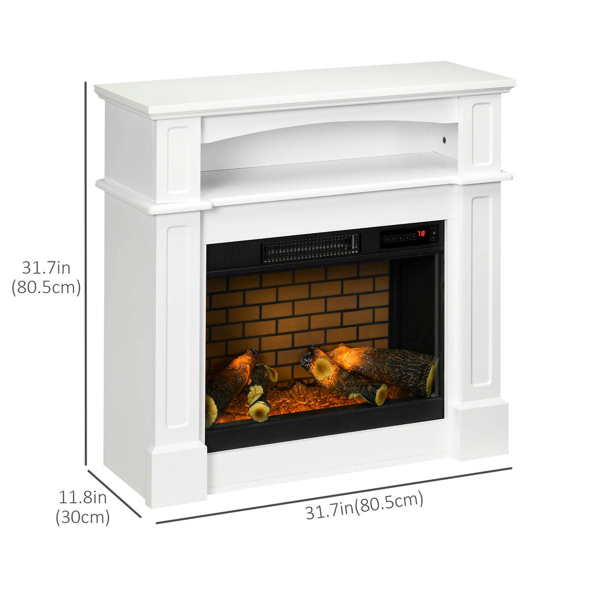 Electric Fireplace with Mantel - White 1400W 32" Freestanding-Electric Fireplaces-DECOROLALA