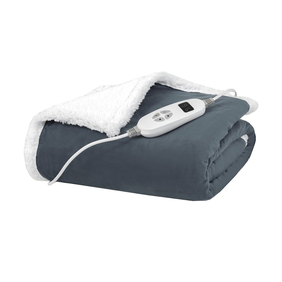 Electric Heated Blanket Throw Reversible Flannel and Sherpa Blanket-Gray-Bedding-DECOROLALA