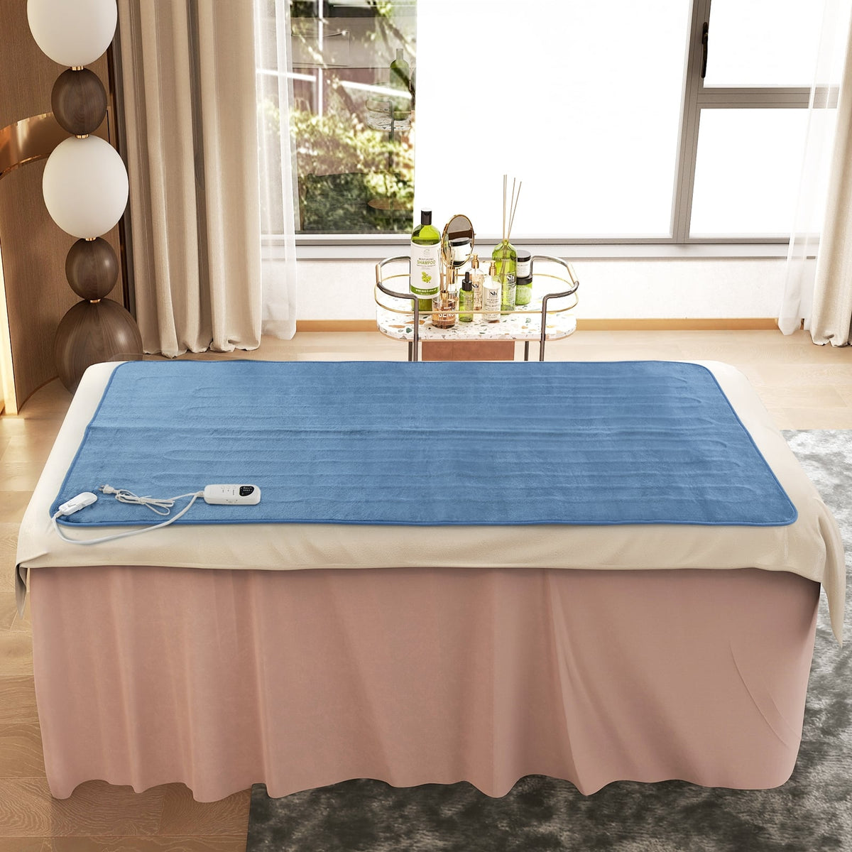 Electric Heated Mattress Pad with 5 Heating Levels and Overheat Protection-Blue-Bedding-DECOROLALA