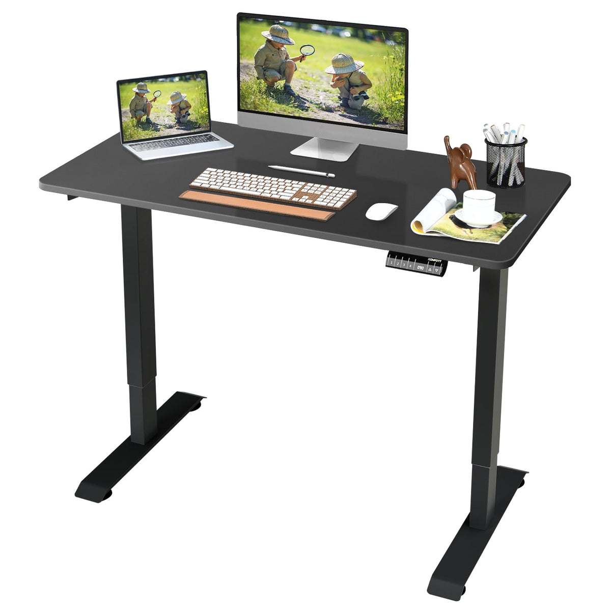 Electric Height Adjustable Standing Desk with Memory Controller-Black-Standing Desks-DECOROLALA