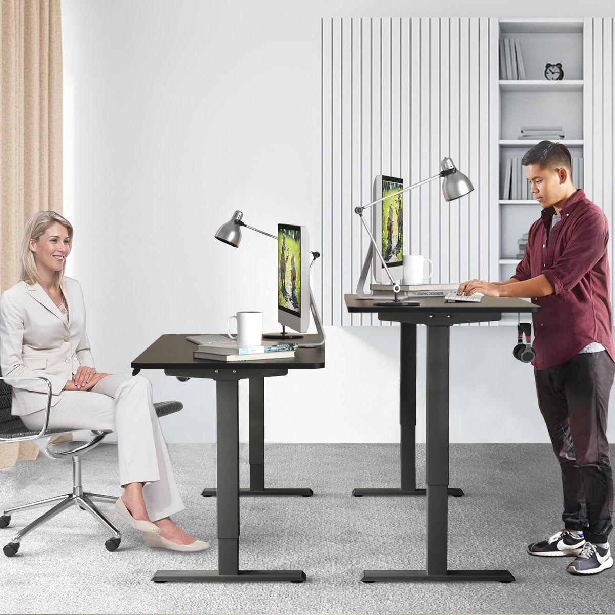 Electric Height Adjustable Standing Desk with Memory Controller-Black-Standing Desks-DECOROLALA