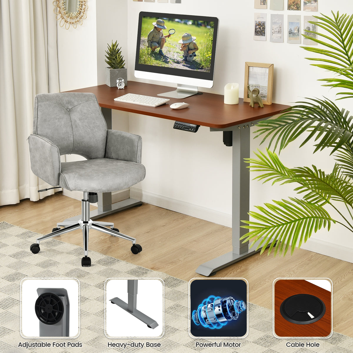 Electric Height Adjustable Standing Desk with Memory Controller-Brown-Standing Desks-DECOROLALA