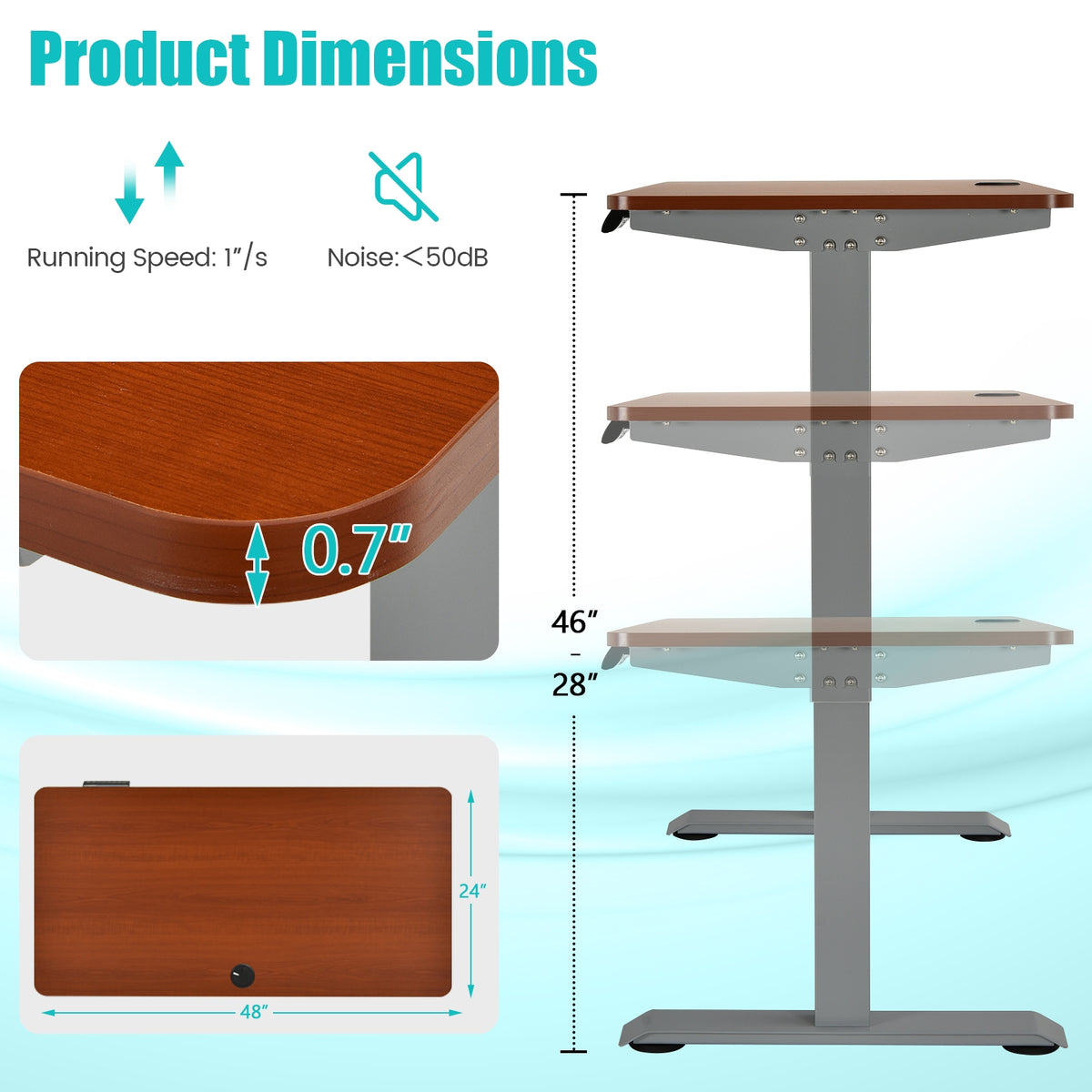 Electric Height Adjustable Standing Desk with Memory Controller-Brown-Standing Desks-DECOROLALA