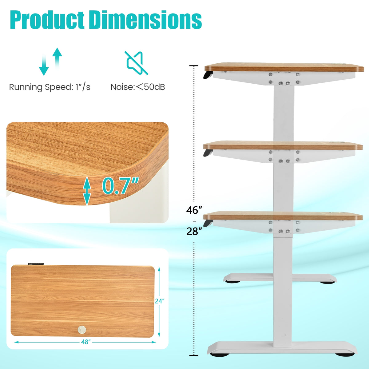 Electric Height Adjustable Standing Desk with Memory Controller-Light Brown-Standing Desks-DECOROLALA