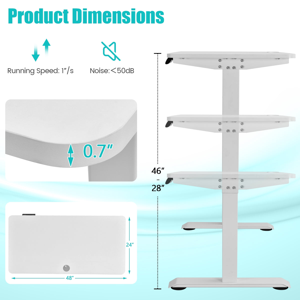 Electric Height Adjustable Standing Desk with Memory Controller-White-Standing Desks-DECOROLALA