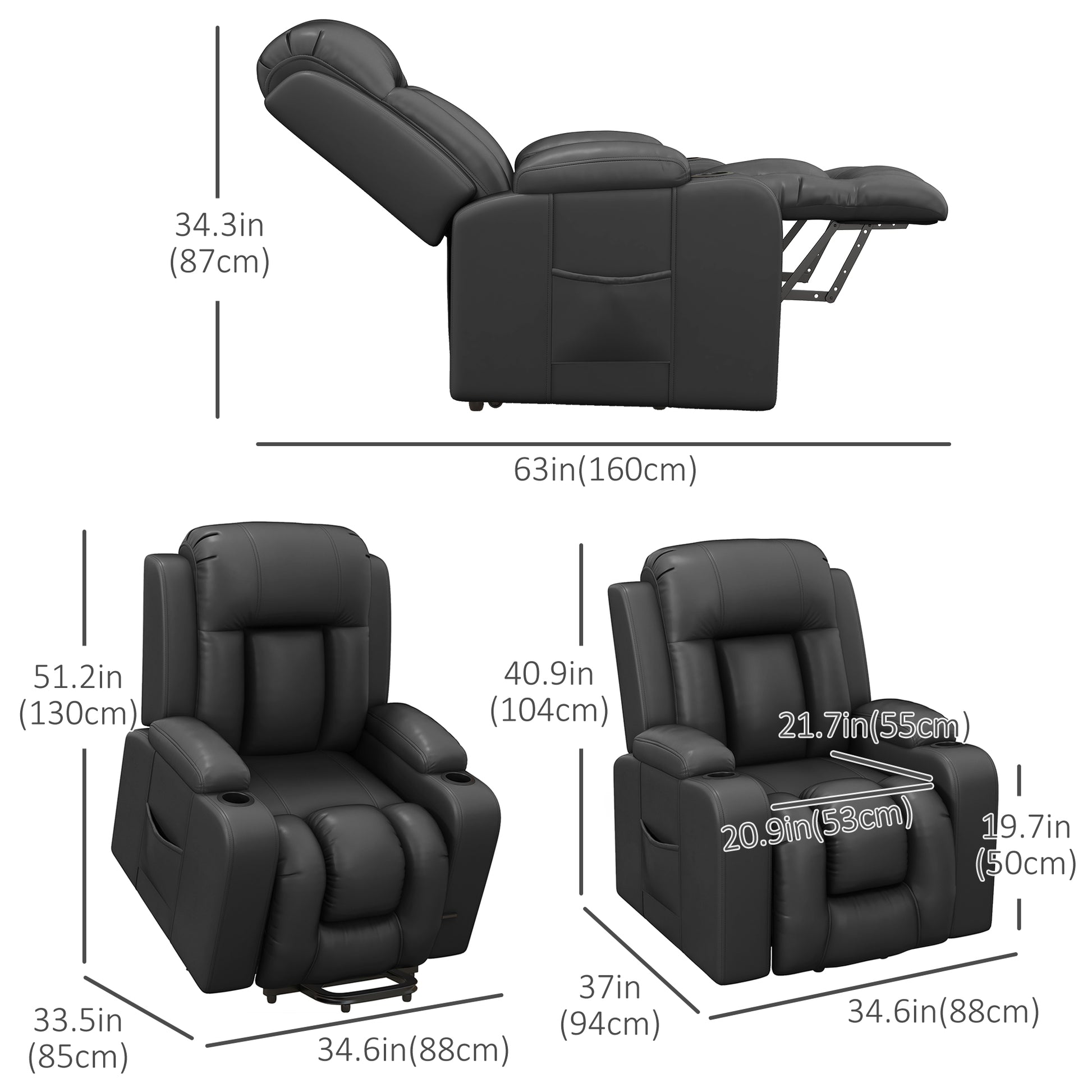 Electric Lift Chair for Elderly, Power Recliner with Remote, Grey-DECOROLALA