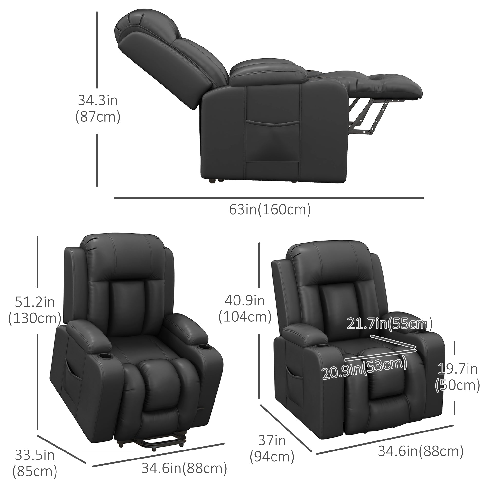 Electric Lift Chair for Elderly, Power Recliner with Remote, Grey-DECOROLALA