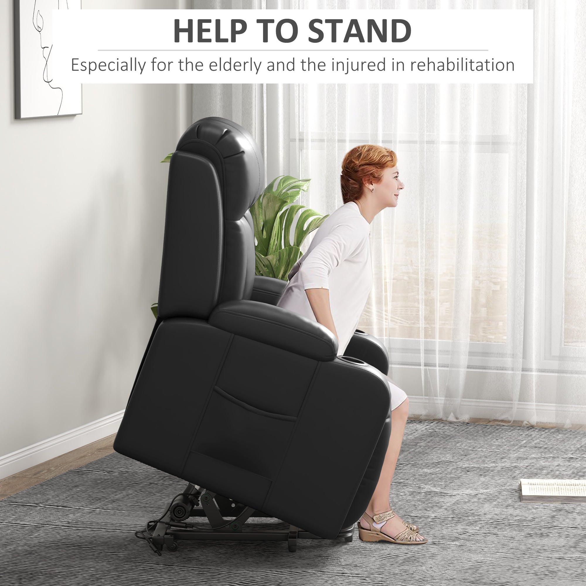 Electric Lift Chair for Elderly, Power Recliner with Remote, Grey-DECOROLALA