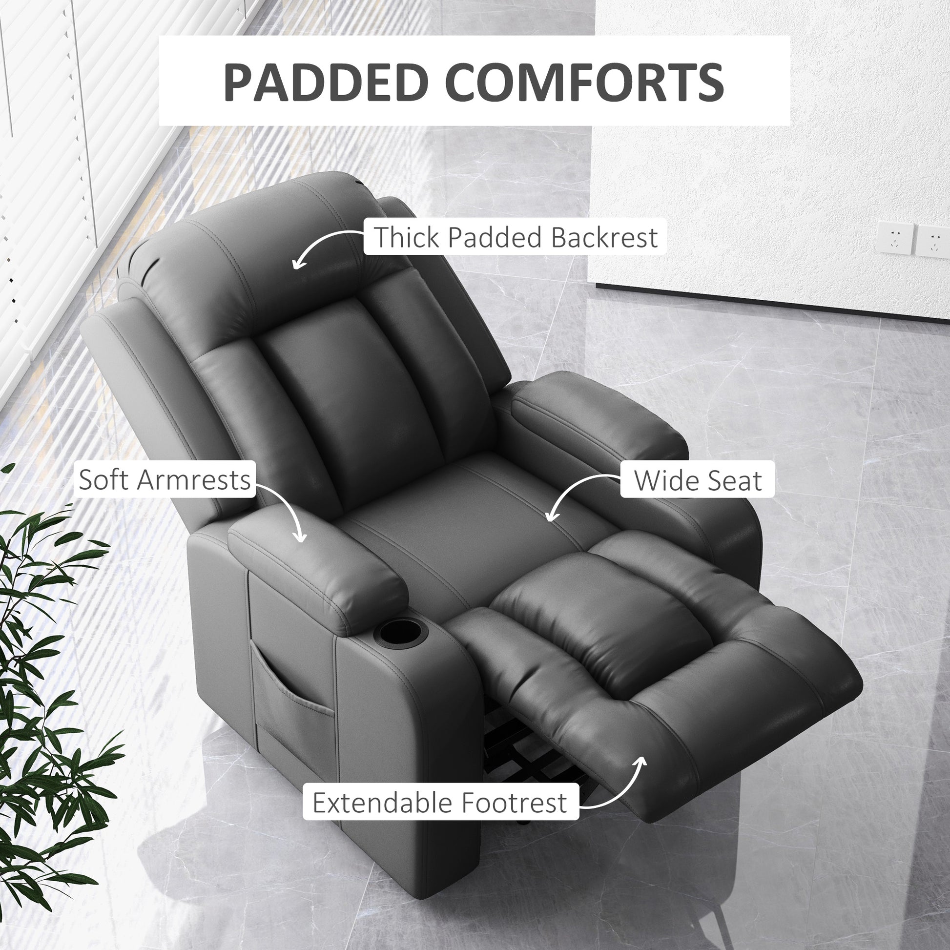 Electric Lift Chair for Elderly, Power Recliner with Remote, Grey-DECOROLALA
