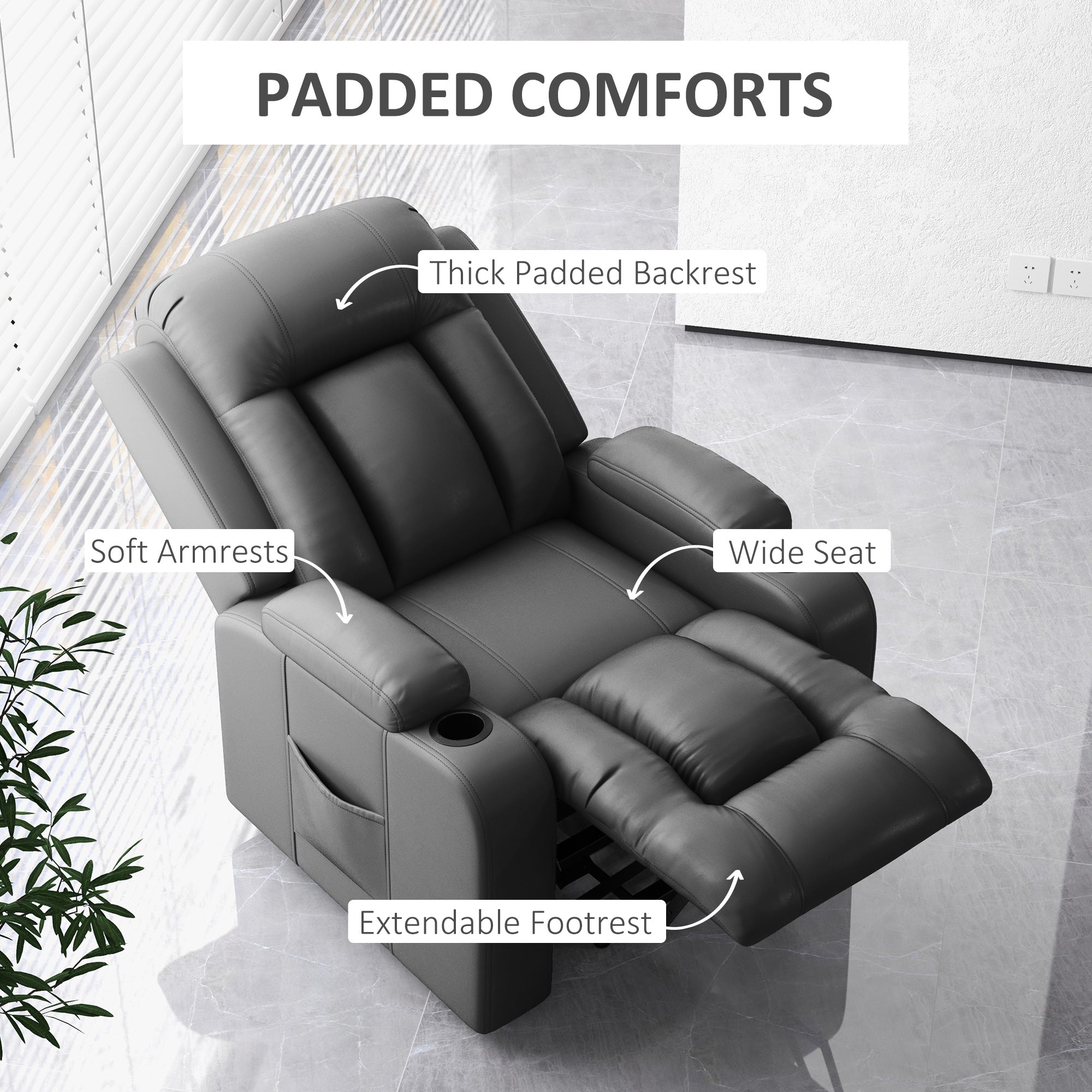 Electric Lift Chair for Elderly, Power Recliner with Remote, Grey-DECOROLALA