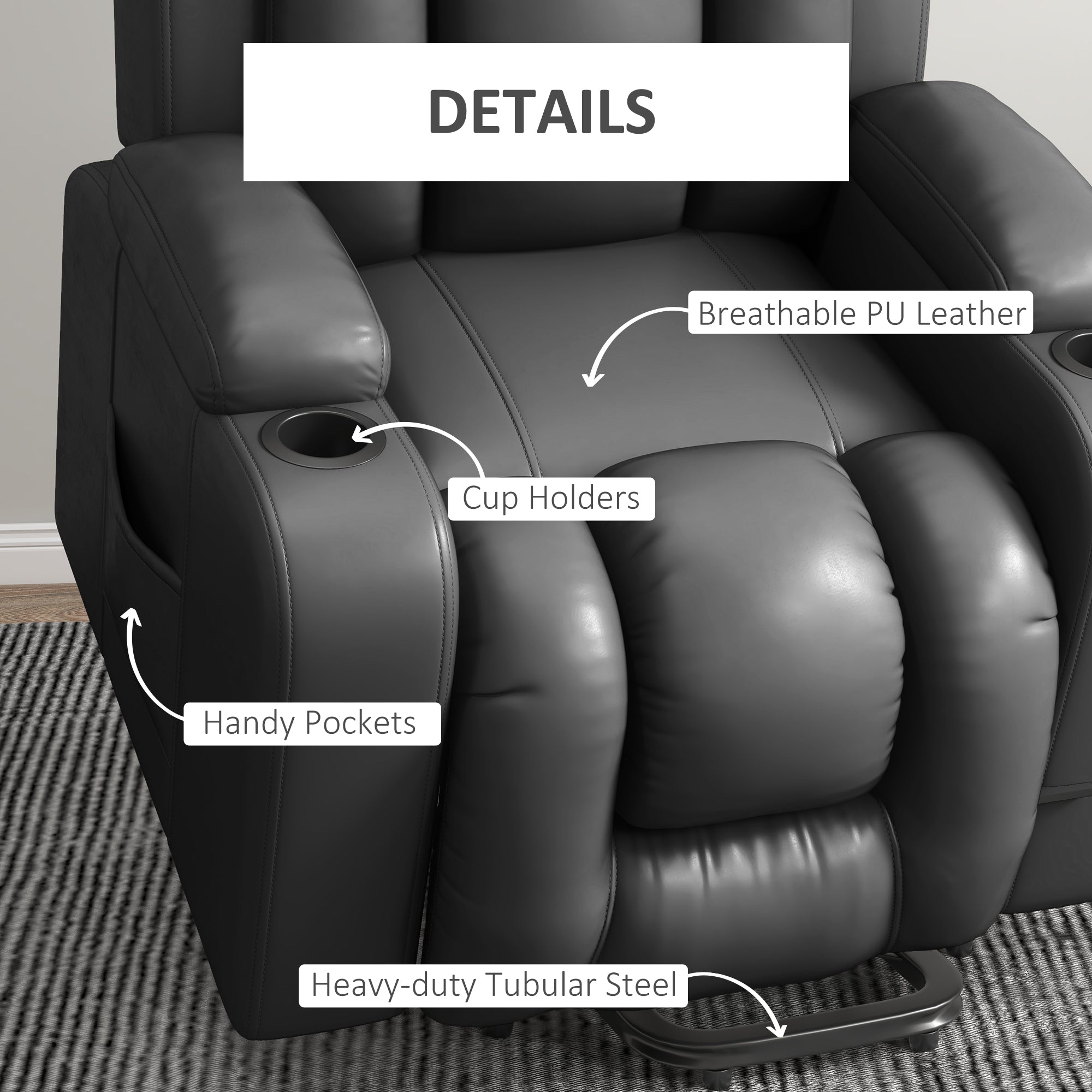 Electric Lift Chair for Elderly, Power Recliner with Remote, Grey-DECOROLALA