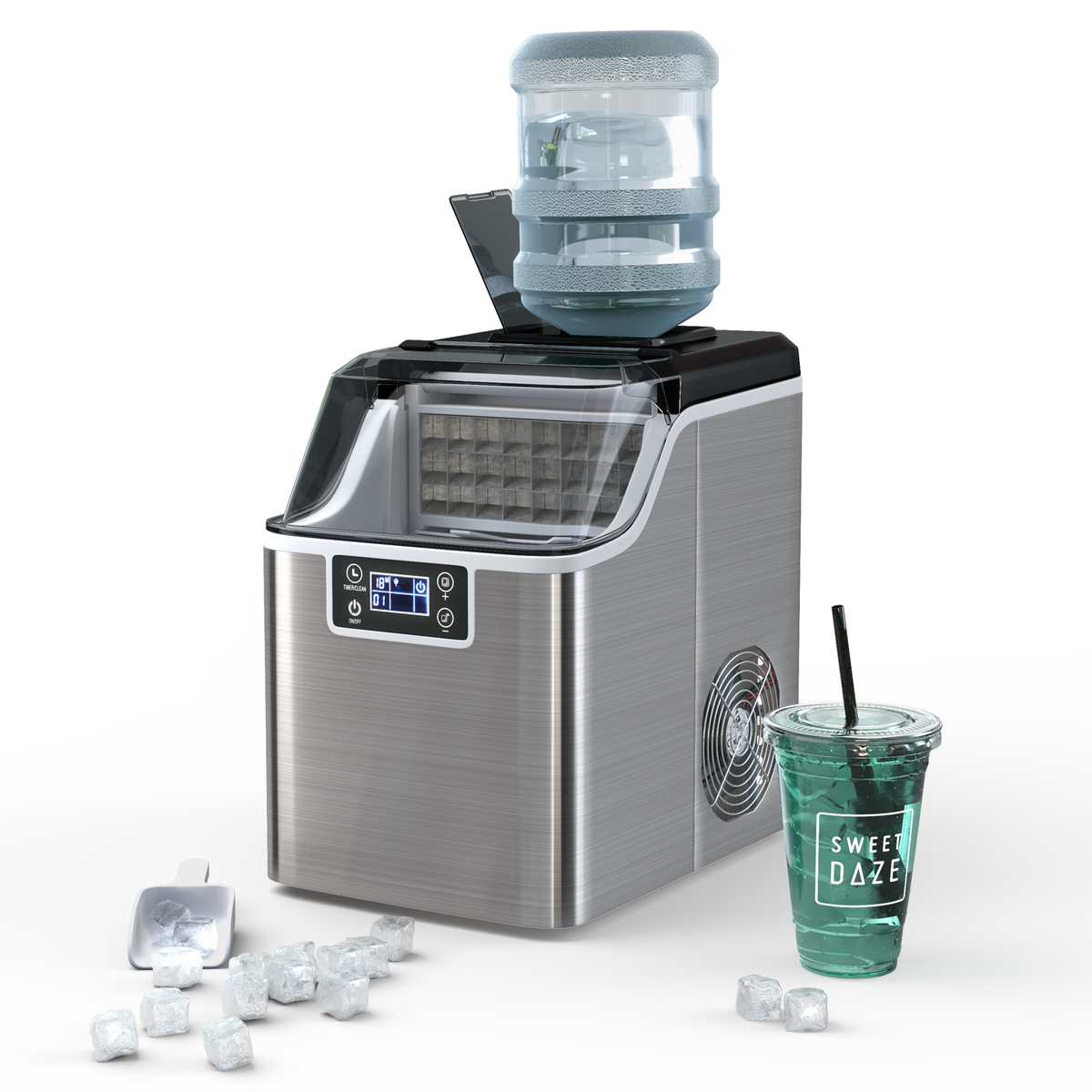 Electric Portable Countertop Ice Maker with Ice Scoop and Basket-Sliver-Ice Makers-DECOROLALA