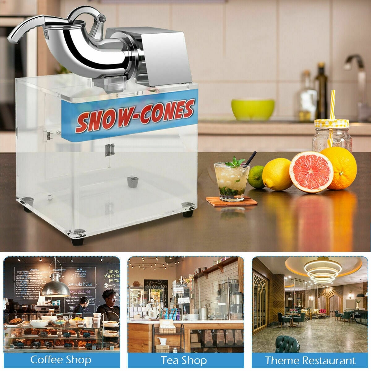 Electric Snow Cone Machine Ice Shaver Maker-Ice Crushers & Shavers-DECOROLALA
