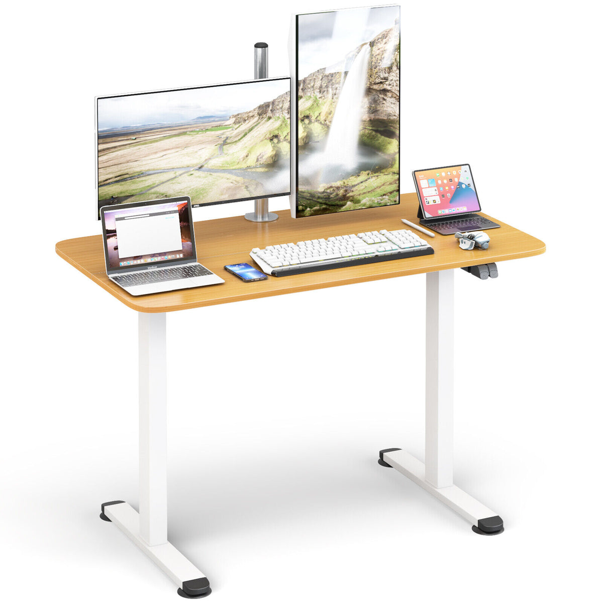 Electric Standing Desk Adjustable Stand up Computer Desk Anti-collision-Natural-Standing Desks-DECOROLALA