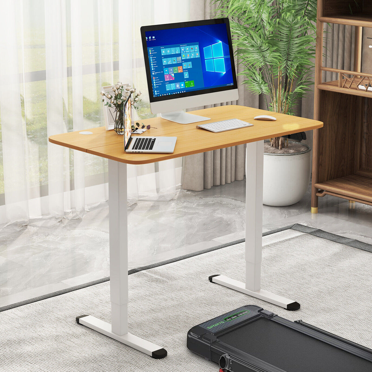 Electric Standing Desk Adjustable Stand up Computer Desk Anti-collision-Natural-Standing Desks-DECOROLALA