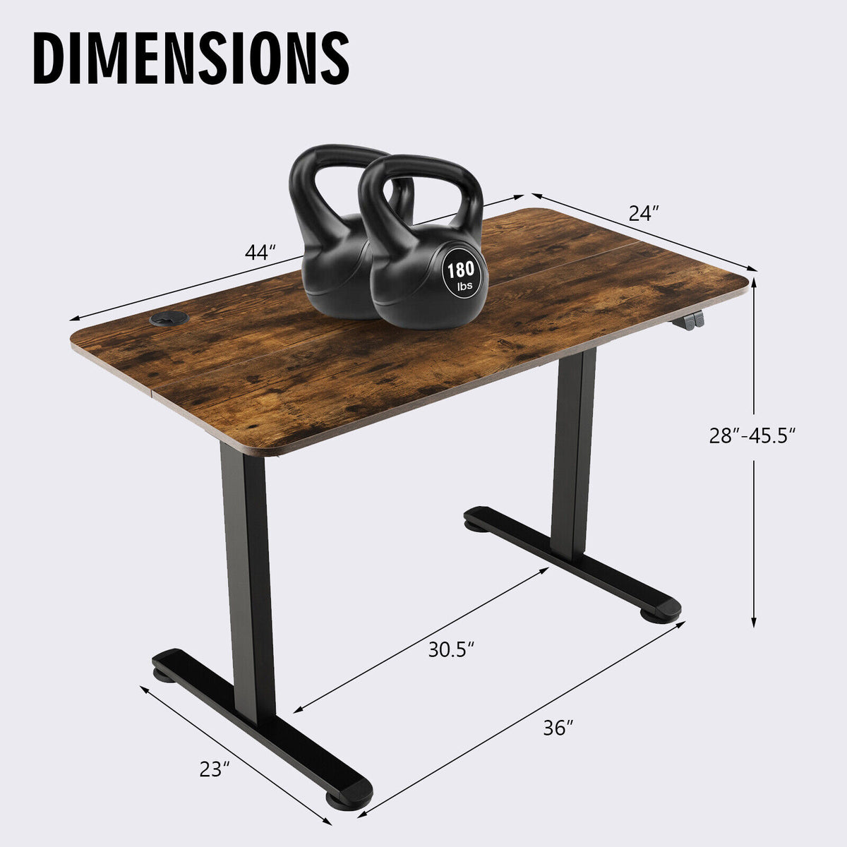 Electric Standing Desk Adjustable Stand up Computer Desk Anti-collision-Rustic Brown-Standing Desks-DECOROLALA