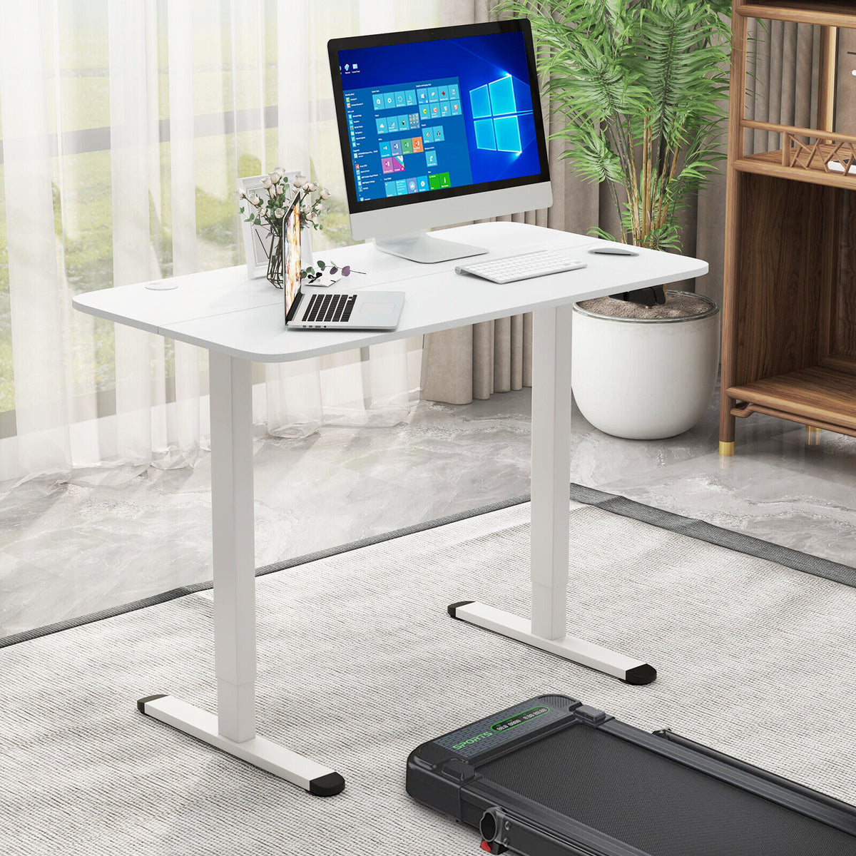 Electric Standing Desk Adjustable Stand up Computer Desk Anti-collision-White-Standing Desks-DECOROLALA