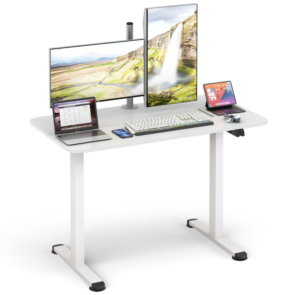 Electric Standing Desk Adjustable Stand up Computer Desk Anti-collision-White-Standing Desks-DECOROLALA