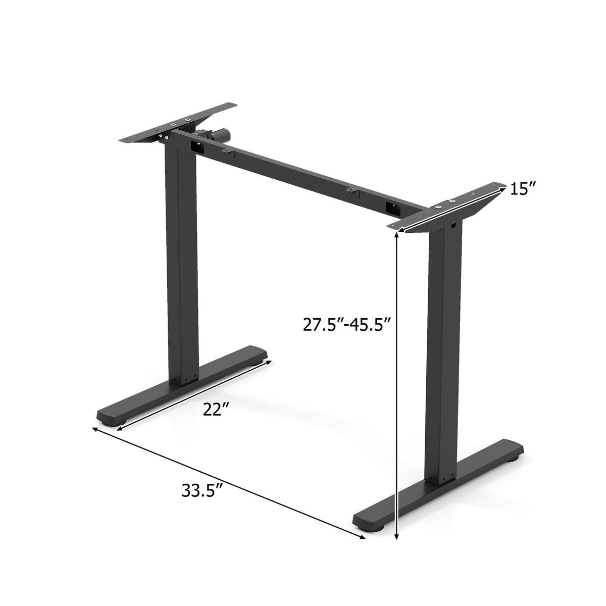 Electric Standing Desk Frame Height Adjustable Computer Desk Base with LED Display-Black-Standing Desks-DECOROLALA