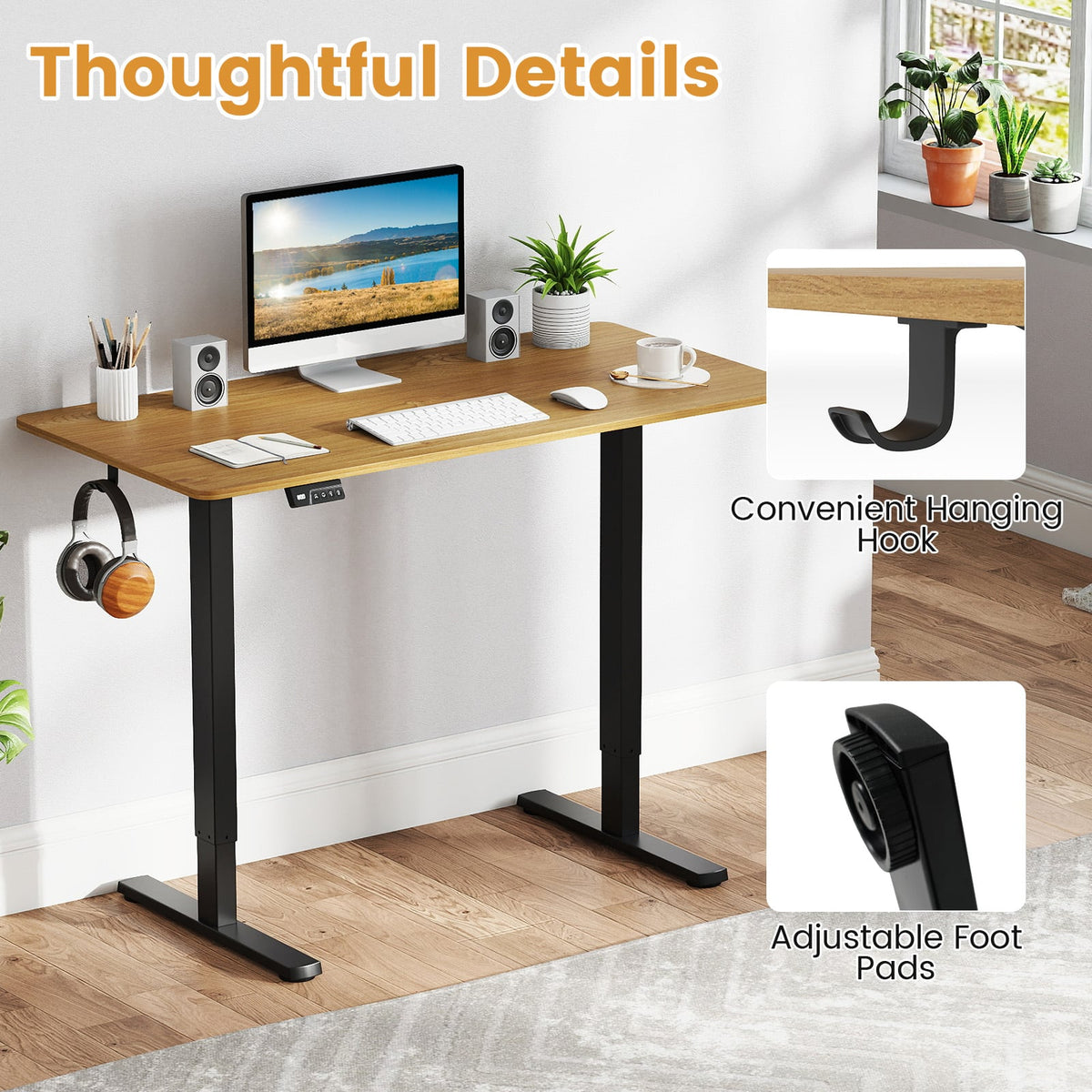 Electric Standing Desk Frame Height Adjustable Computer Desk Base with LED Display-Black-Standing Desks-DECOROLALA