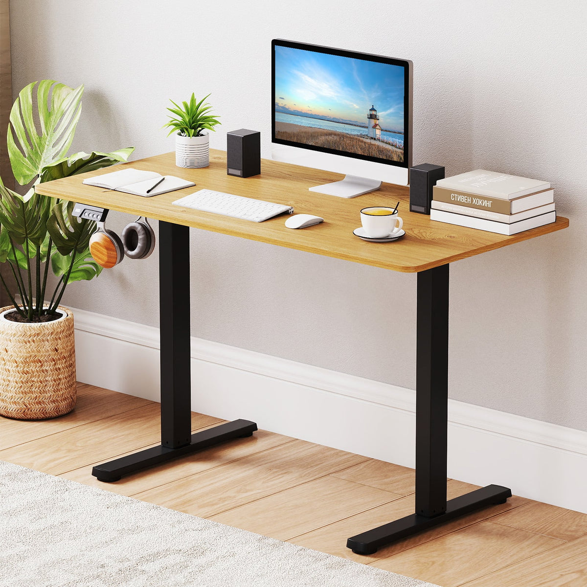 Electric Standing Desk Frame Height Adjustable Computer Desk Base with LED Display-Black-Standing Desks-DECOROLALA