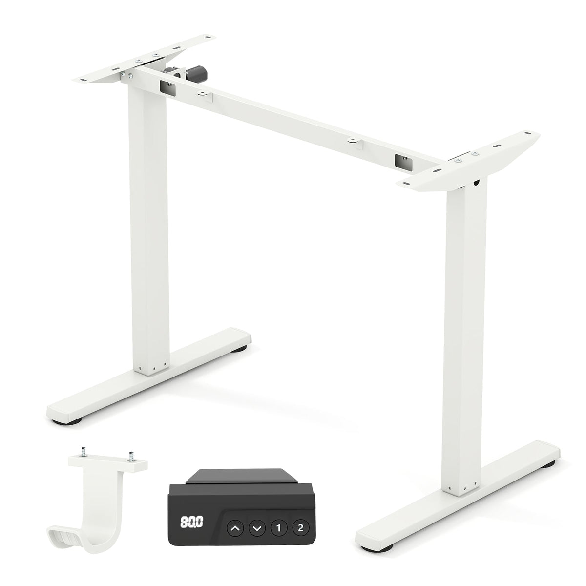 Electric Standing Desk Frame Height Adjustable Computer Desk Base with LED Display-White-Standing Desks-DECOROLALA
