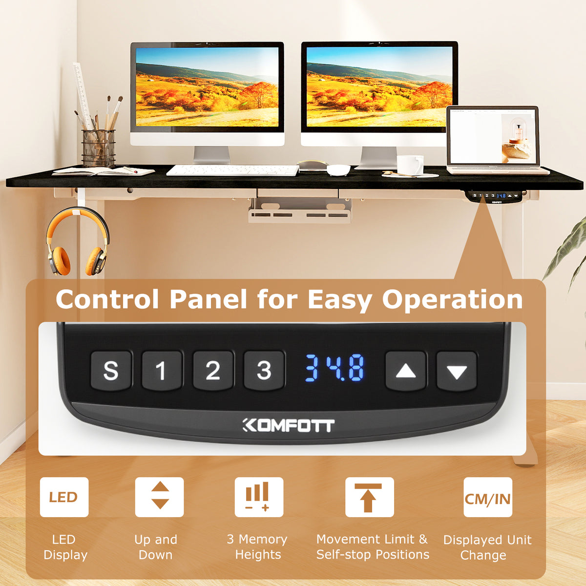 Electric Standing Desk Height Adjustable with 3 Memory Heights Black-L-Standing Desks-DECOROLALA