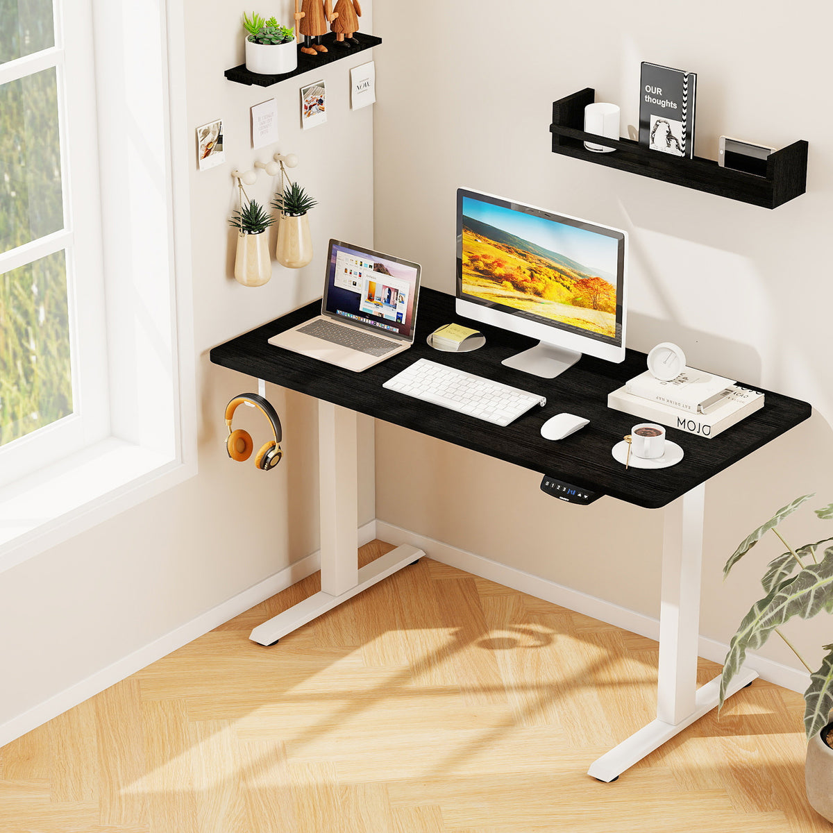 Electric Standing Desk Height Adjustable with 3 Memory Heights Black-S-Standing Desks-DECOROLALA