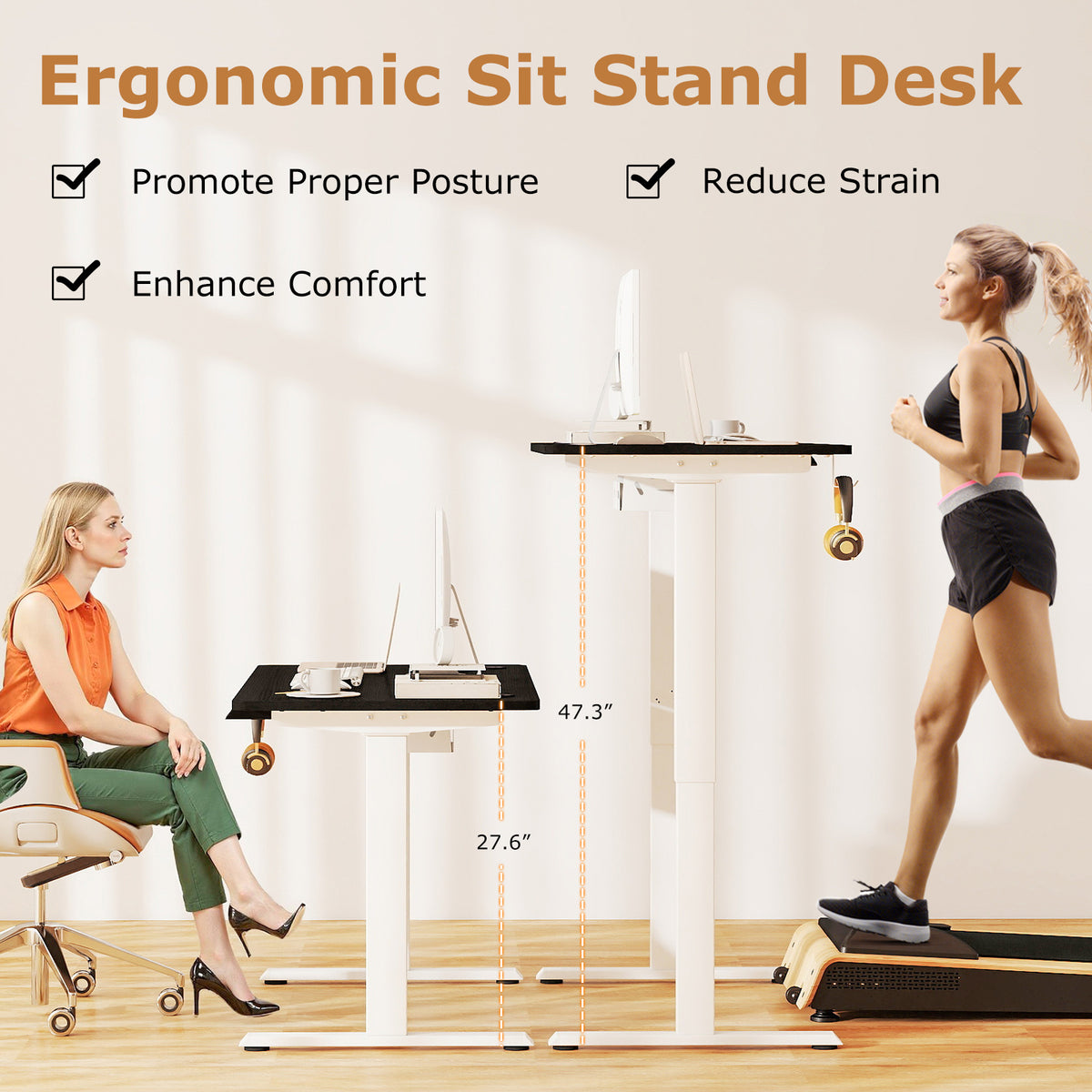 Electric Standing Desk Height Adjustable with 3 Memory Heights Black-S-Standing Desks-DECOROLALA